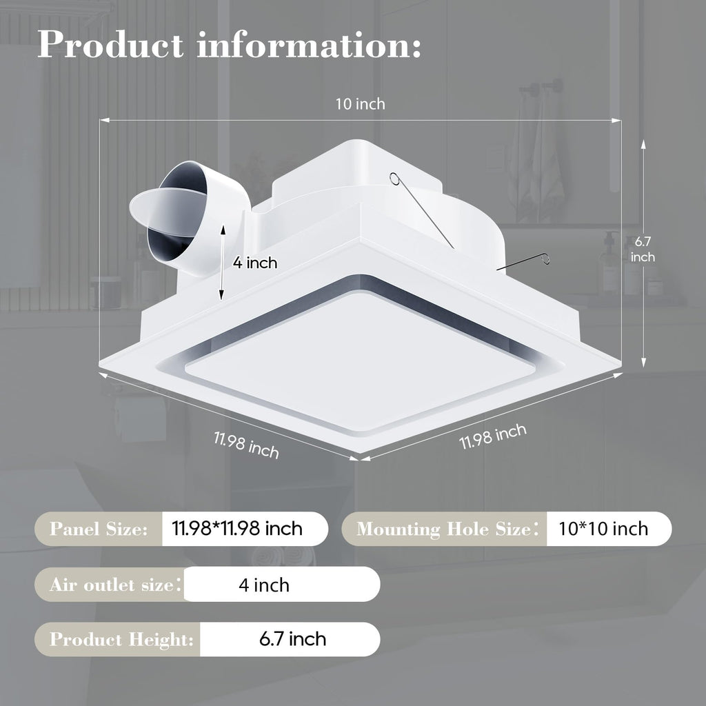 Orsong Bathroom Exhaust Fan without Light 12" Panel