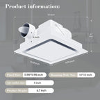 Orsong Bathroom Exhaust Fan without Light 12" Panel