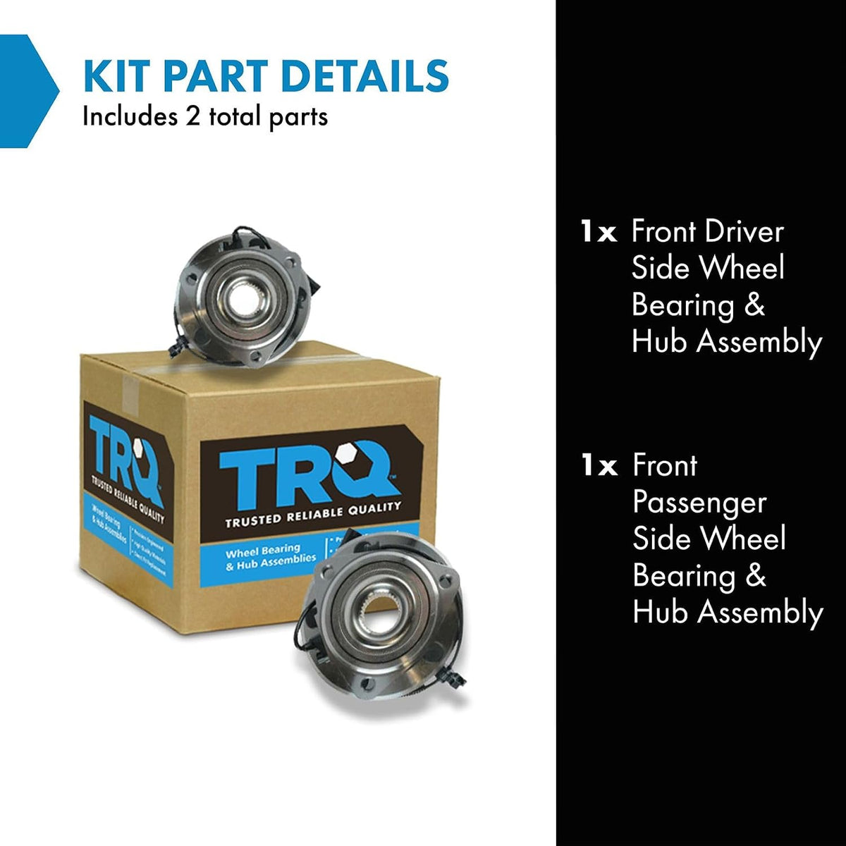 TRQ Front Wheel Bearing & Hub Assembly Set