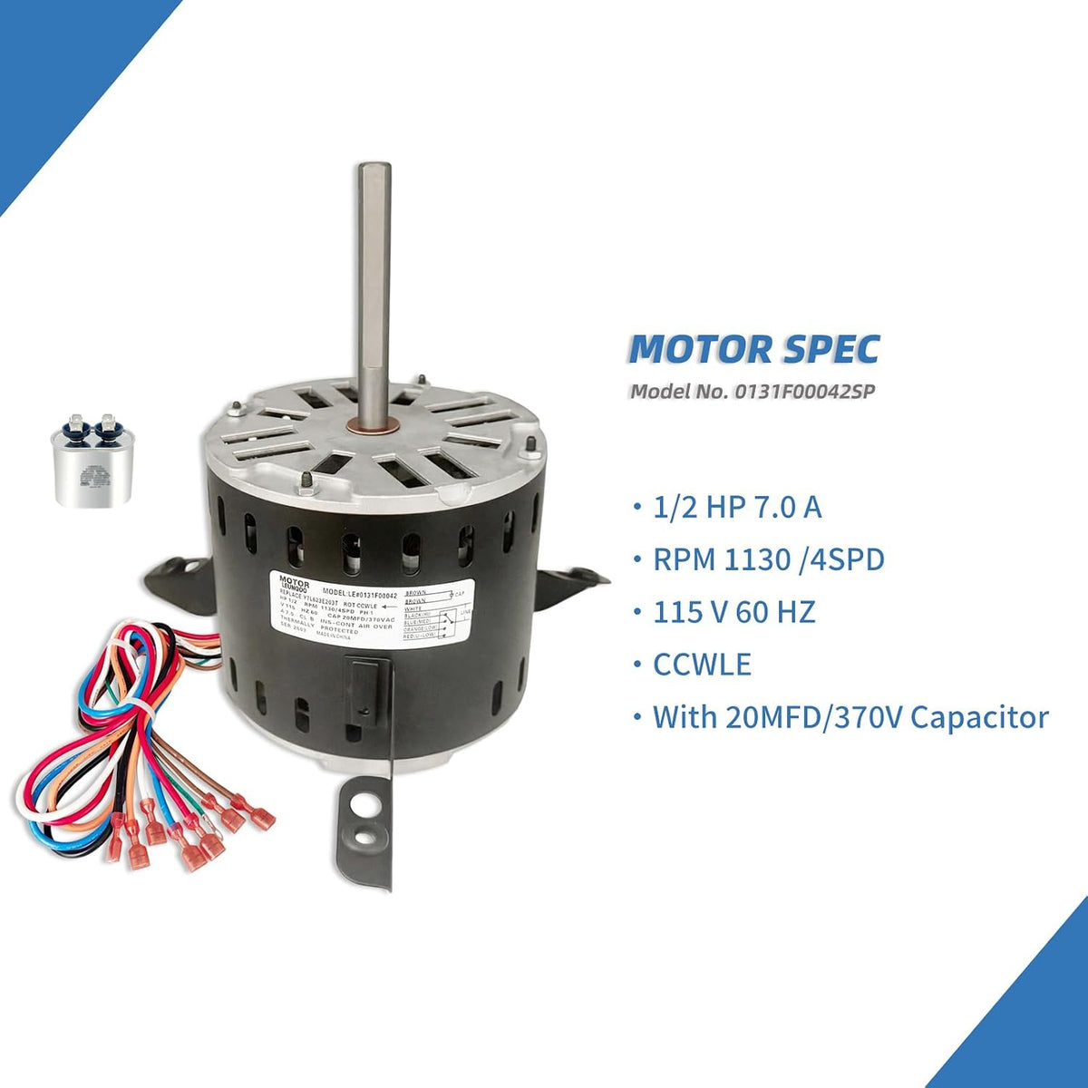 0131F00042SP Blower Fan Motor Replaces Goodman Amana Janitrol 0131F00042SP