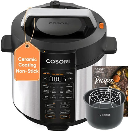 Pressure Cooker 6QT, 9-in-1, Ceramic Coating Pot, 12 Safety Features | Rice Cooker, Slow Cook, Sous Vide, Saute
