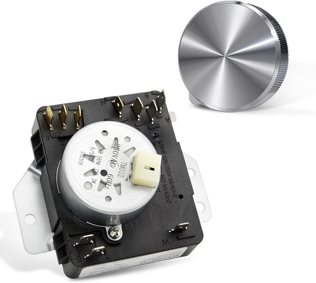 W11566735 W11685947 Dryer Timer with W11708423 W11677925 Control Knob Kit Fit for Whirlpool Maytag MED4500MW MED4500MW0 YMED4500MW0 Replace 4981088 AP7215858 PS17216594 EAP17216594 FIX17216594