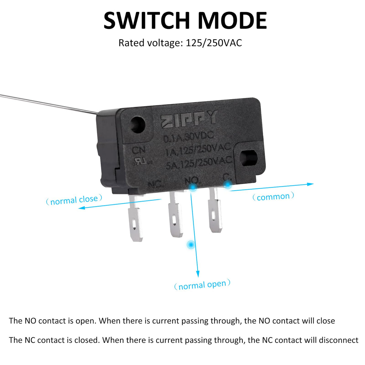 Coin Switch Wire Switch 5A 125/250V AC 3 Foot 0.1A 30V DC 1PCS Black 10307