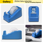 Compact Desktop Tape Dispenser with 6 Rolls 3/4" Clear Tape, Bright Blue