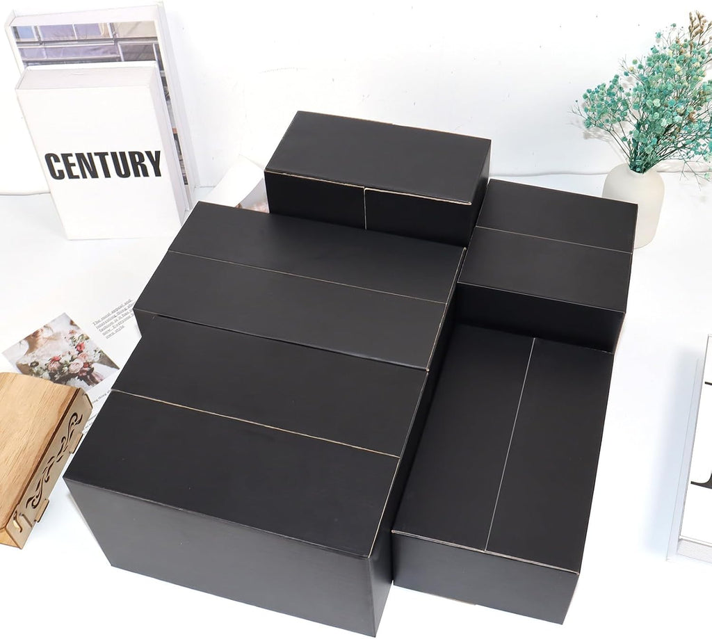 Shipping Boxes Medium 10x7x6 Inches, 30 Pack Mailer Packaging Boxes Bulk, Black Corrugated Cardboard Boxes for Small