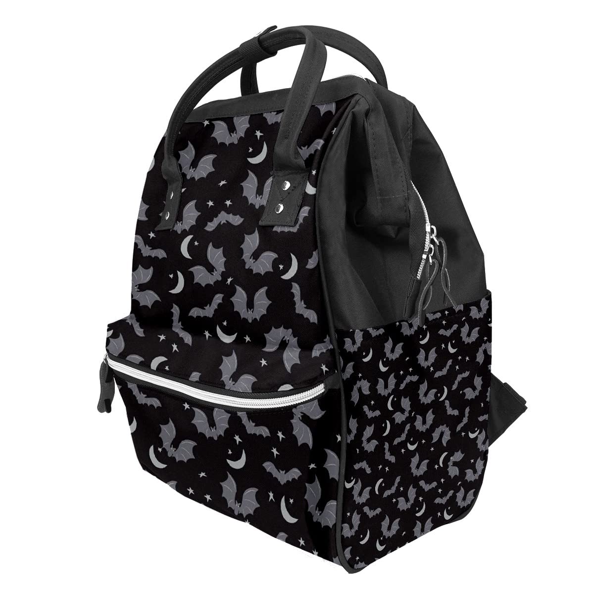 Black Gray Bats Diaper Bag Travel Backpack Large Capacity Multi-Function Zipper Casual Travel Backpacks for Mom Dad