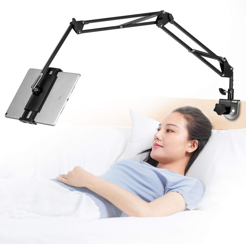 Tablet Stand Adjustable,Foldable Arm Stand for Bed,Aluminum Universal Flexible Tablet Holder with 360 Degree Rotation