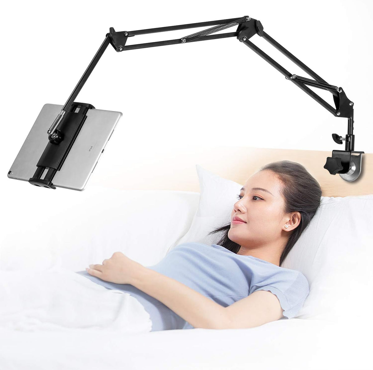 Tablet Stand Adjustable,Foldable Arm Stand for Bed,Aluminum Universal Flexible Tablet Holder with 360 Degree Rotation