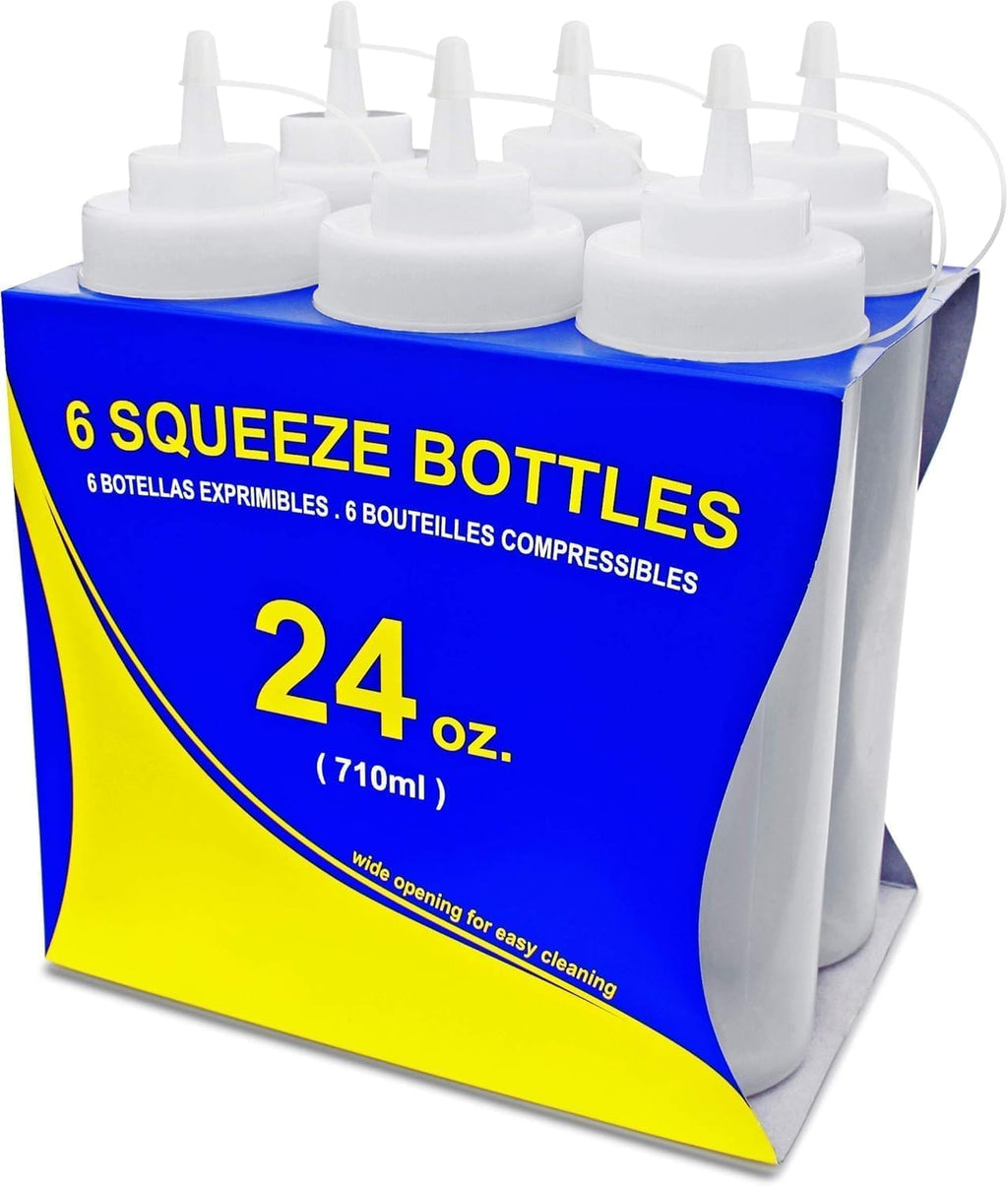 Plastic Squeeze Bottles, 24oz, 6 pk, Clear
