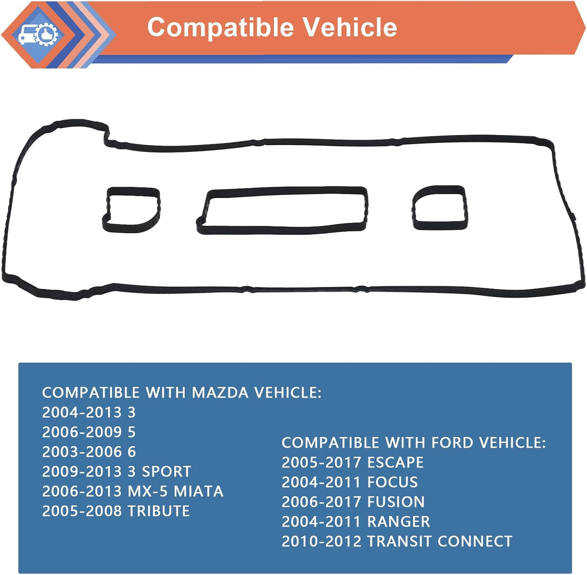 Engine Valve Cover Gasket Compatible with Ford Mazda Mercury Vehicle