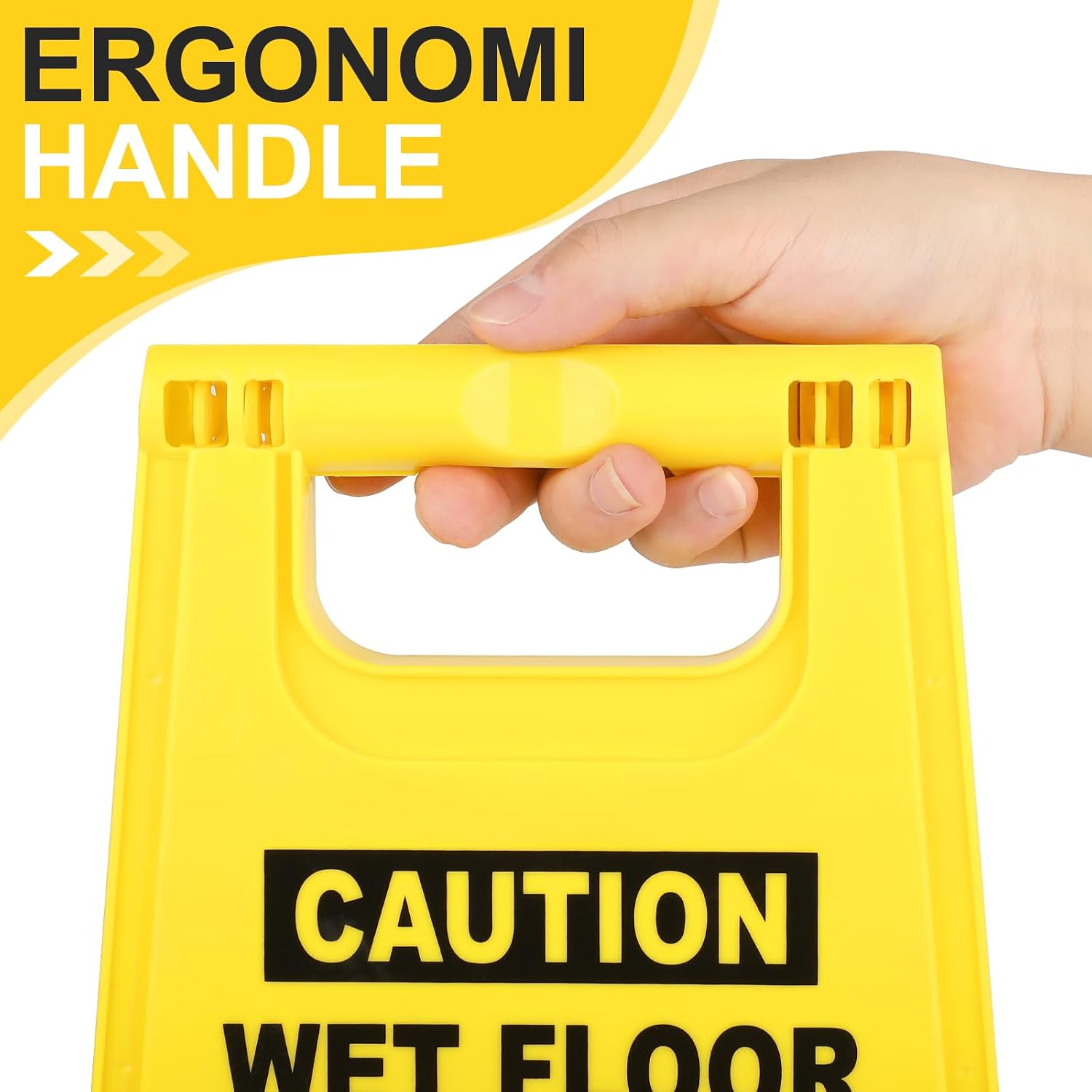 1 Pack 17.5 IN Caution Wet Floor Sign Bilingual Foldable Safety Sign | Safety Warning Signs Wet Floor Sign Commercial