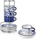 2.5 OZ Espresso Cups Set of 4, Porcelain Stackable Cappuccino Cups