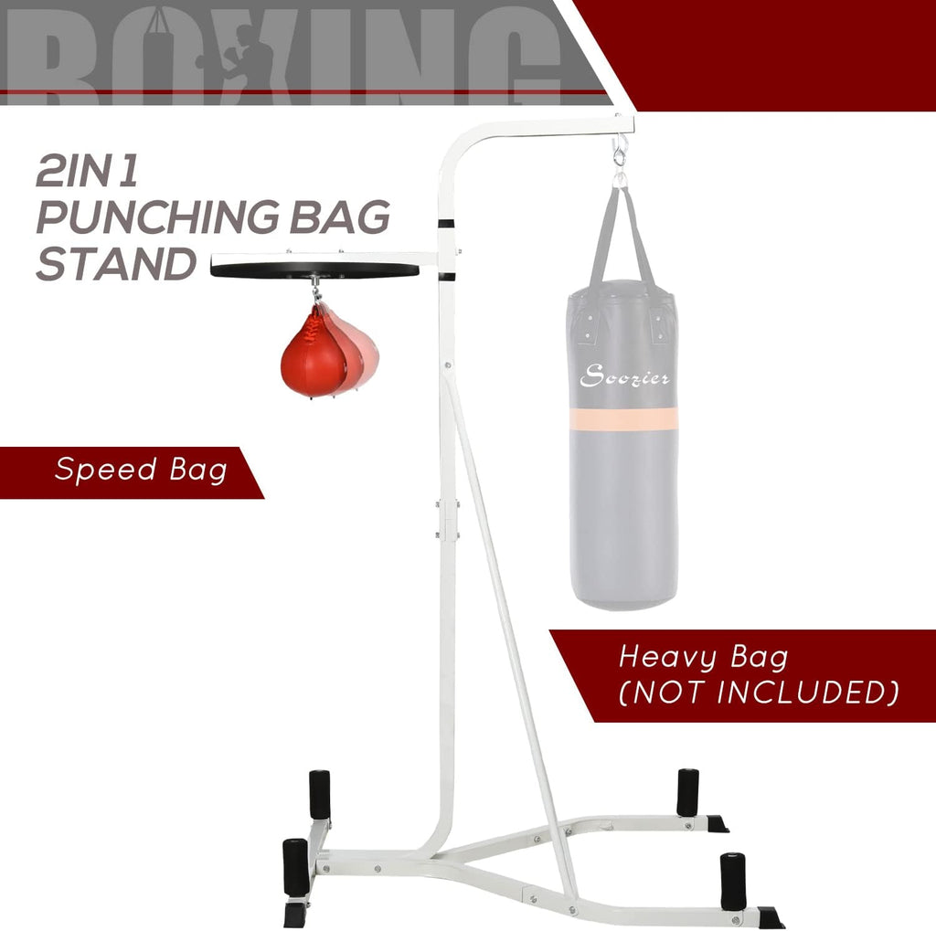 2-in-1 Boxing Training Stand: Heavy Bag & Speedbag Set, Adjustable Height & Weighted Base for Home Gym