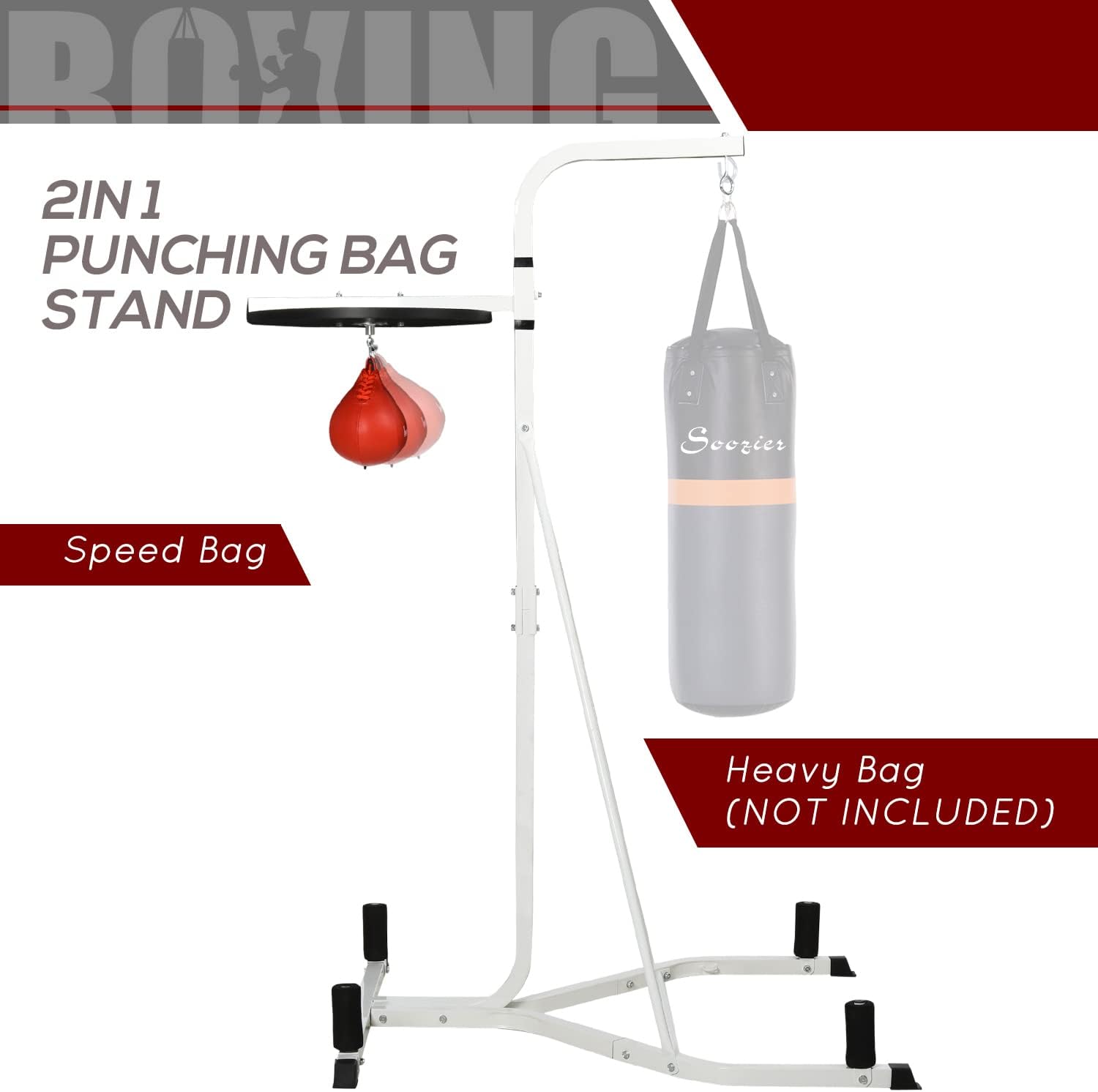 2-in-1 Boxing Training Stand: Heavy Bag & Speedbag Set, Adjustable Height & Weighted Base for Home Gym
