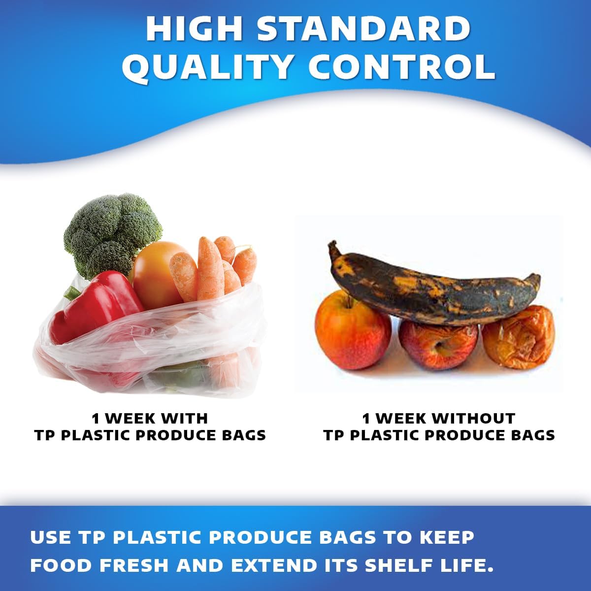 Produce Bags on Roll, 11 x 14 Inch, Clear, 4 Rolls