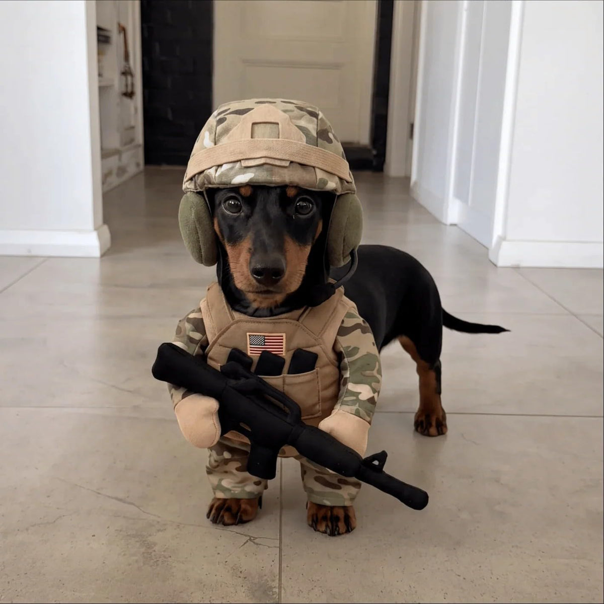 Funny Tactical Soldier Pet Costume Front-Facing Military Uniform for Dogs & Cats, Pet Cosplay Clothes Halloween
