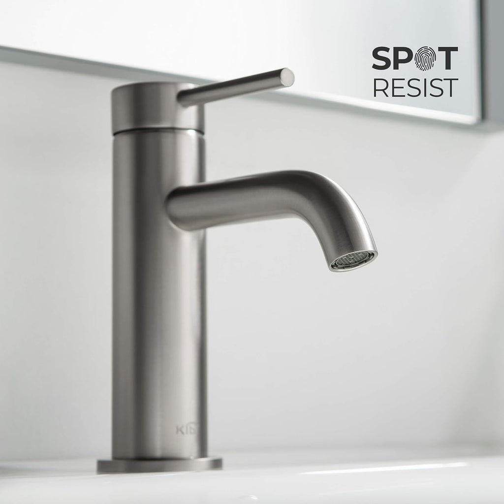Circular Single Handle Bathroom Vanity Sink Faucet with Pop Up Drain | Solid Brass Lavatory Faucet with Water Supply