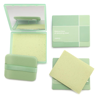 Oil Blotting Sheets for Face with Mirror and Puff, 300 Sheets Oil Blotting Paper for Oily Skin, Face Oil Absorbing