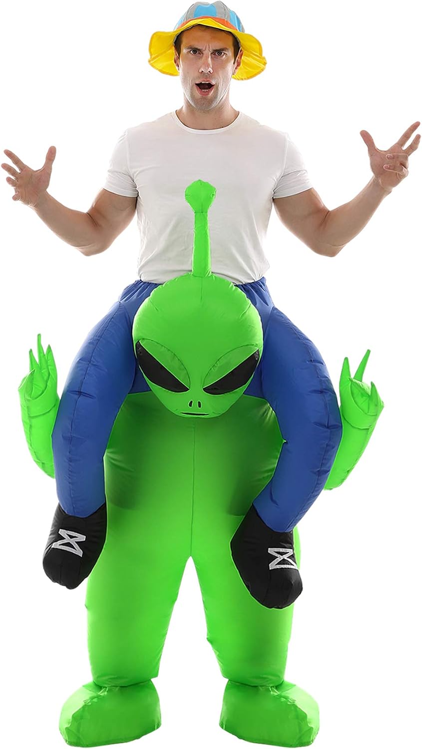 Inflatable Alien Costume for Adults Funny Halloween Ride-On Blow Up Costume | Funny Alien Ride-On Illusion|Durable