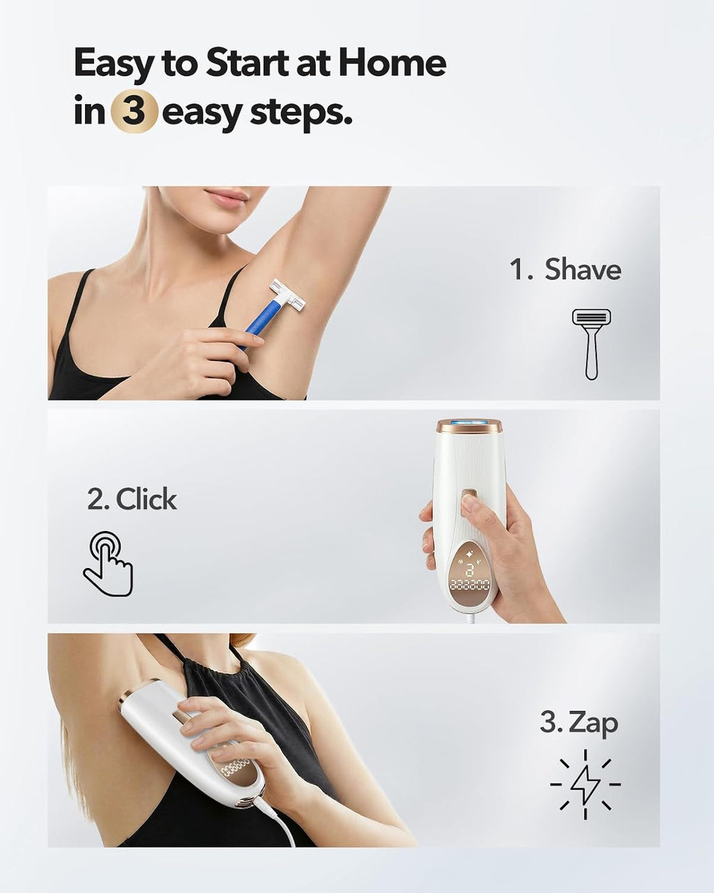 IPL Laser Hair Removal for Women and Men, At-Home Painless IPL Device with 5° Ice Cooling, 85% Hair Reduction for