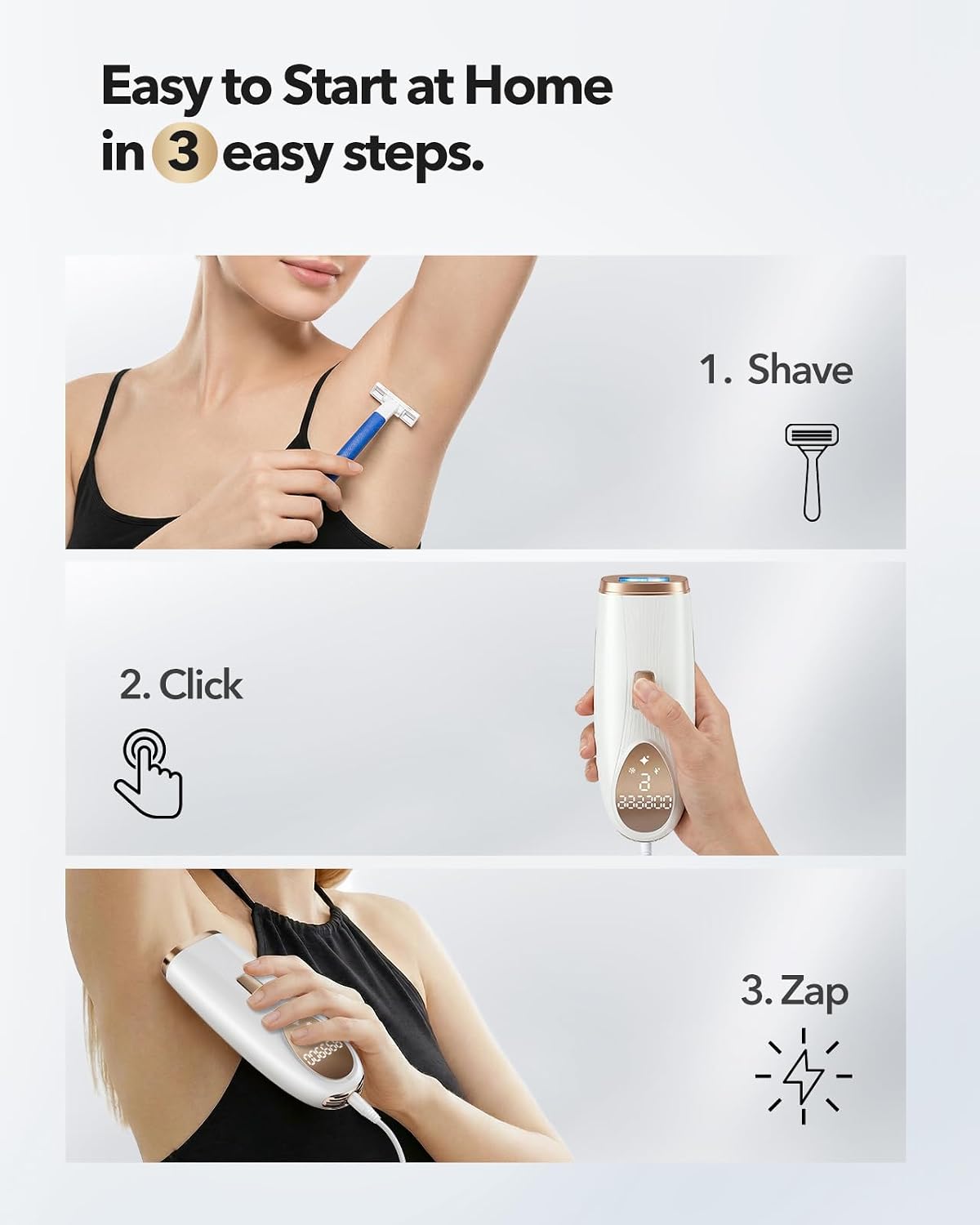 IPL Laser Hair Removal for Women and Men, At-Home Painless IPL Device with 5° Ice Cooling, 85% Hair Reduction for