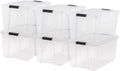 72 Qt Stackable Plastic Storage Bins with Lids, 6 Pack - BPA-Free, Made in USA - See-Through Organizing Solution