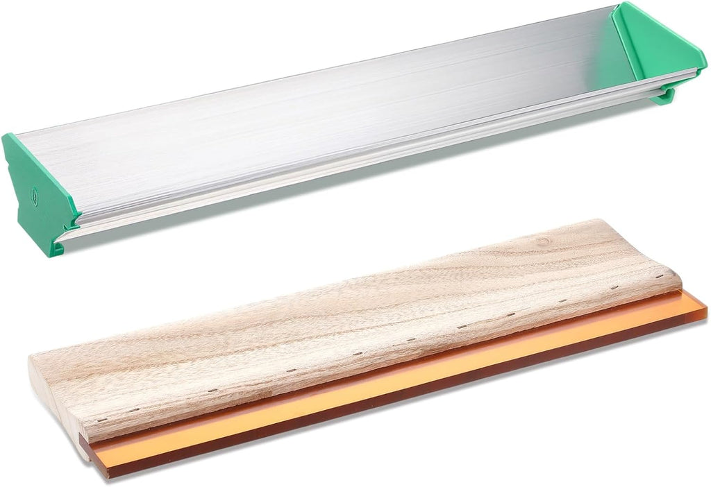 2 Pcs 16'' Dual Edge Aluminum Emulsion Scoop Coater 13.8" Screen Printing Squeegee Emulsion Scoop Art Squeegee for