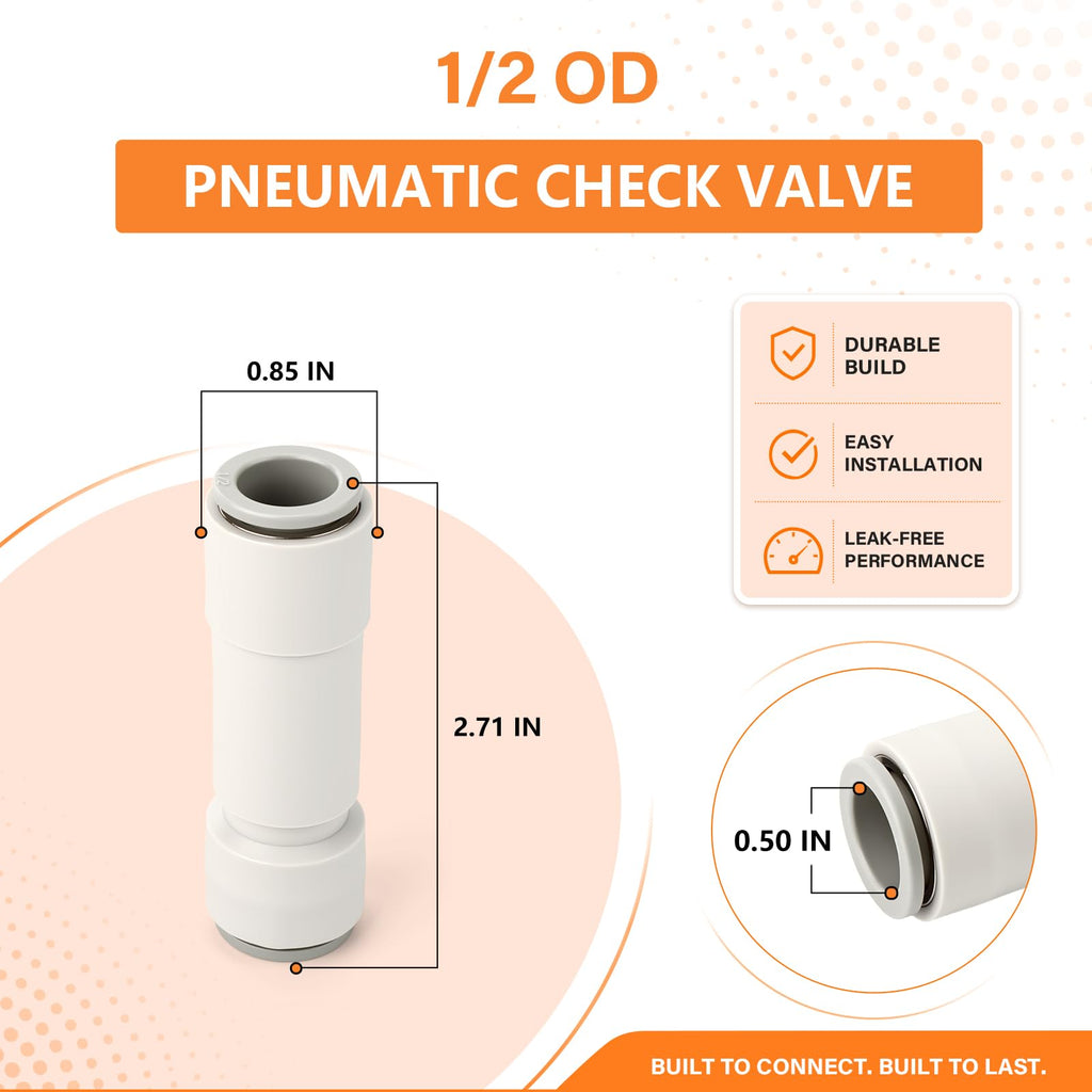 GASHER 1/2OD Pneumatic Check Valve AKH 12-00 White