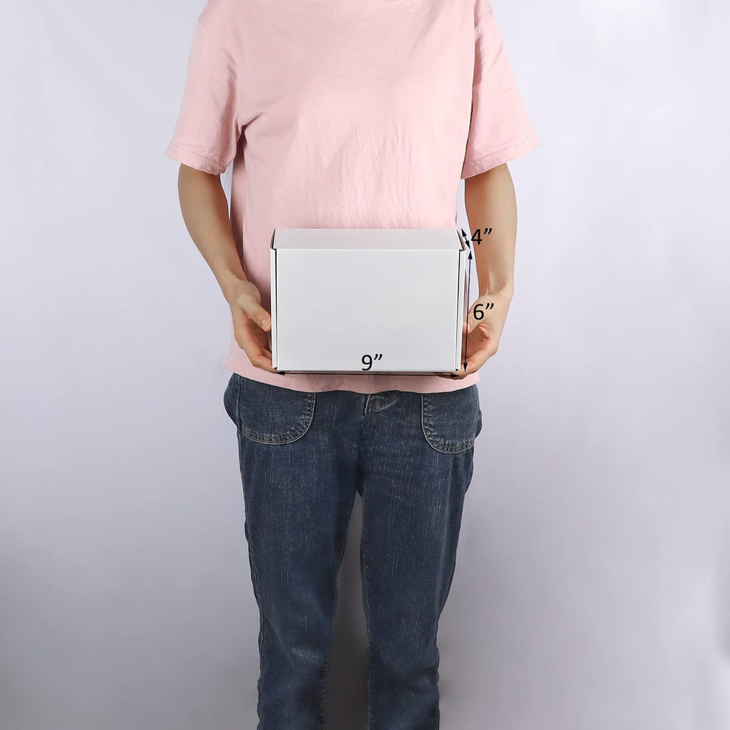 9x6x4 Inches Shipping Boxes Set of 25, White Corrugated Cardboard Box, Mailer Boxes for Packing Small Business