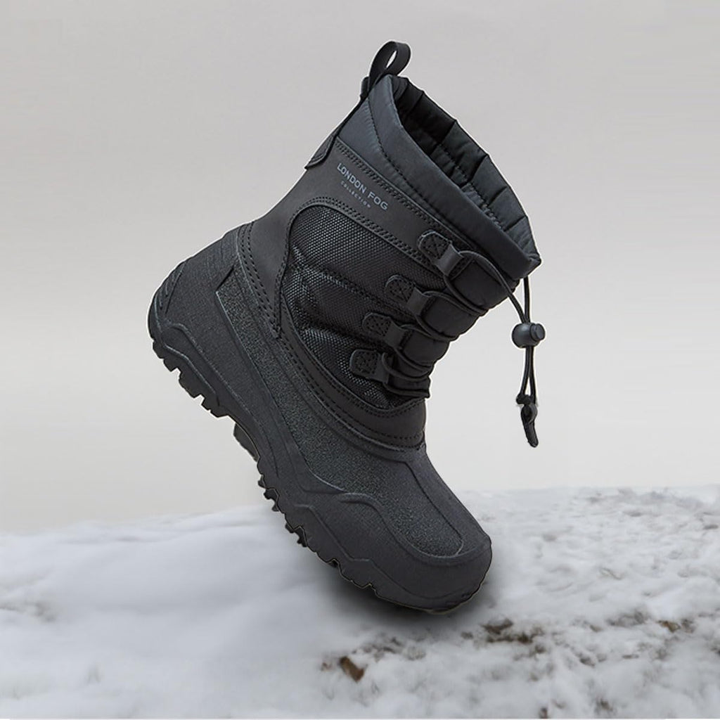 Kenji Snow Boots for Kids - Insulated Waterproof Winter Snow Boots for Boys and Girls - Black/Dark Grey