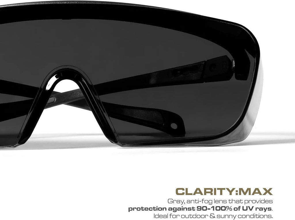 Optic Max Safety Glasses Over Eyeglasses - Fits Over Your Prescription - Safety Glasses for Men and Women with