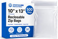 10” X 13” (500 Count) 2 Mil Clear Reclosable Zip Plastic Poly Bags