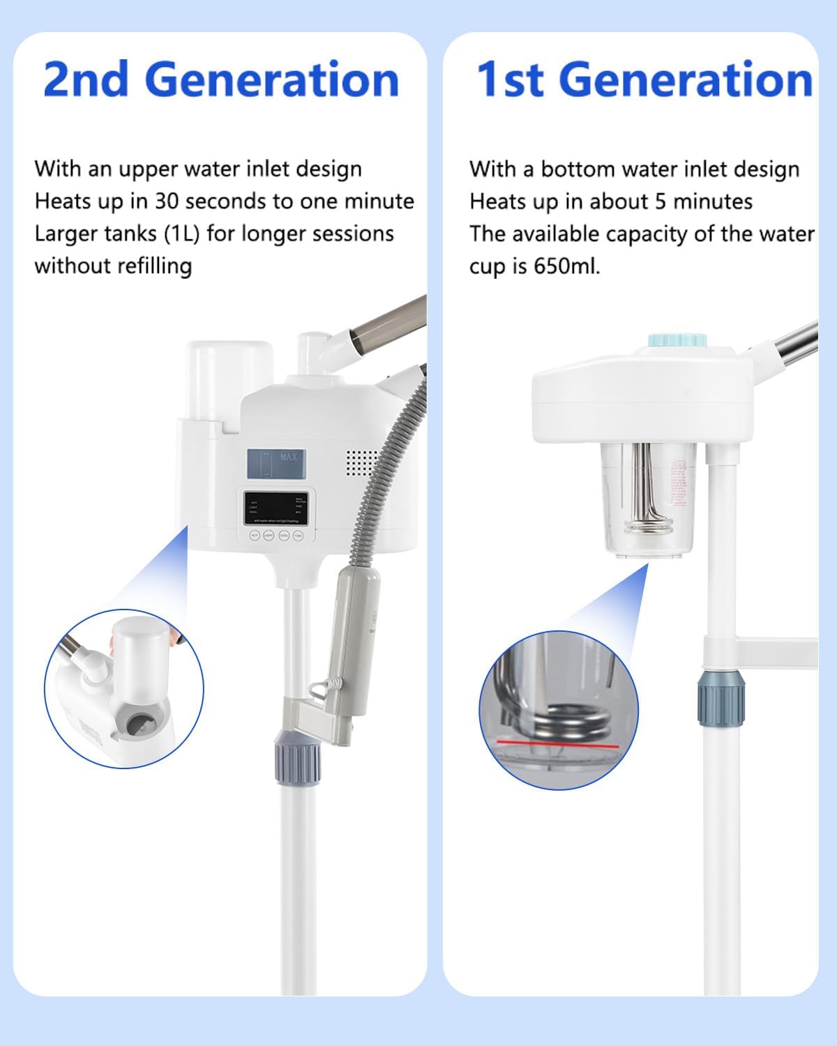 Professional Facial Steamer with 5X LED Magnifying Lamp 3 in 1 | Hot and Cold Facial Steamer Professional Facial