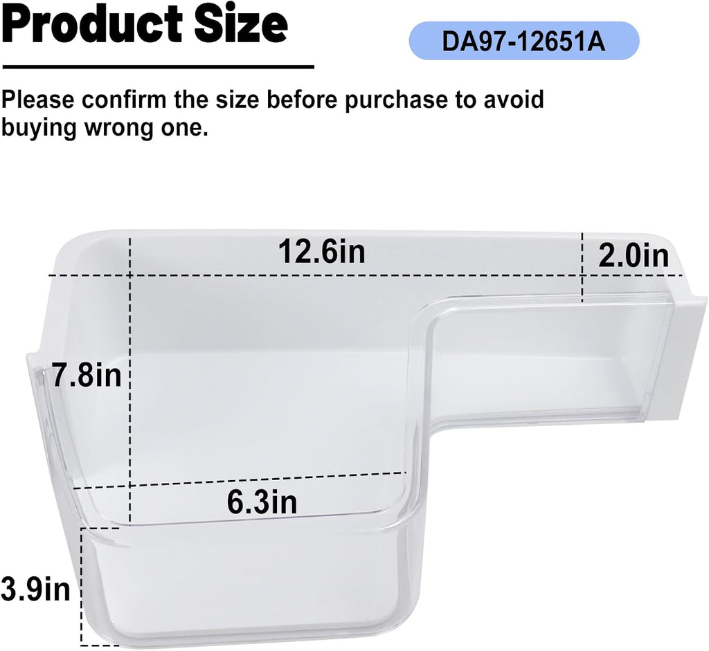 DA97-12651A Refrigerator Door Shelf Bin Compatible with Sam-sung RF263BEAESR RF263TEAE RF265BEAESR RF265BEAESG Upper Left Replacement Replaces 3377722 EAP4176654 AP5623093 PS4176654
