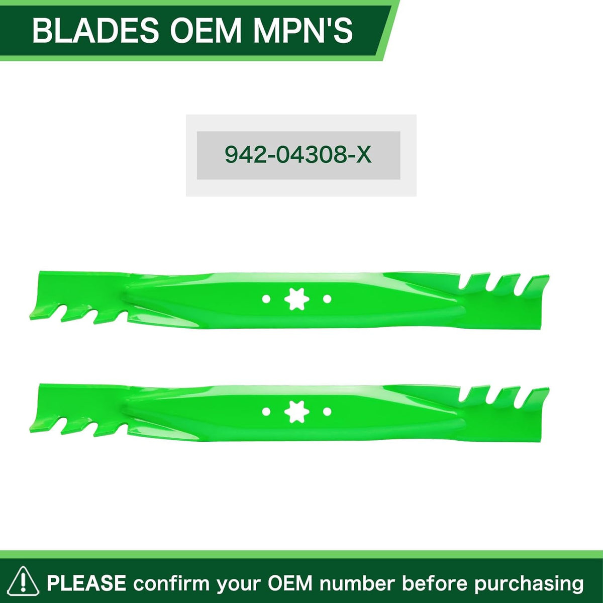 42 Inch Mulching Blades Fits Cub Cadet RZT-L42 ZT1-42 XT1-42 RZT ZT1 XT1 Troy Bilt TB42 Pony Bronco Lawn Mower 6 Star