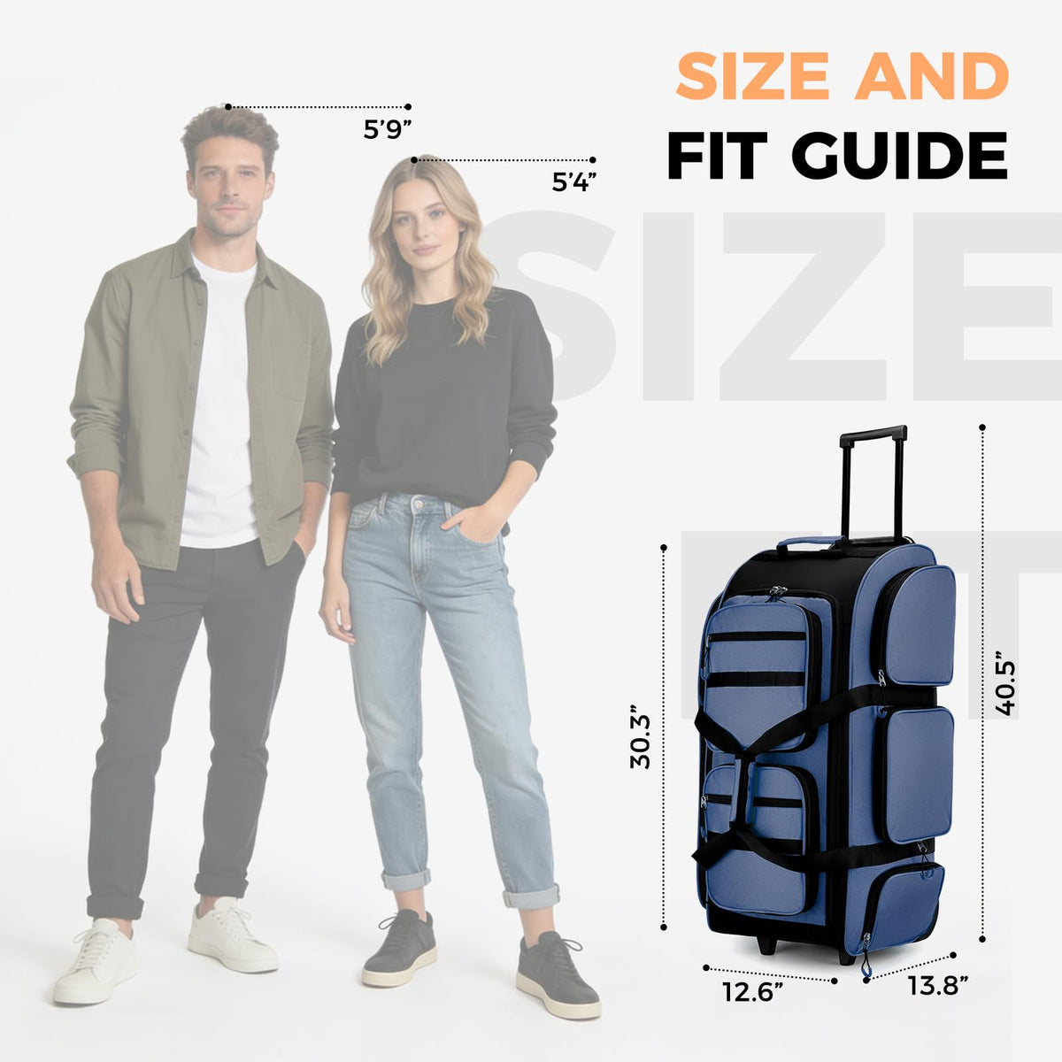 90L Rolling Duffle Bag with Wheels and Handle
