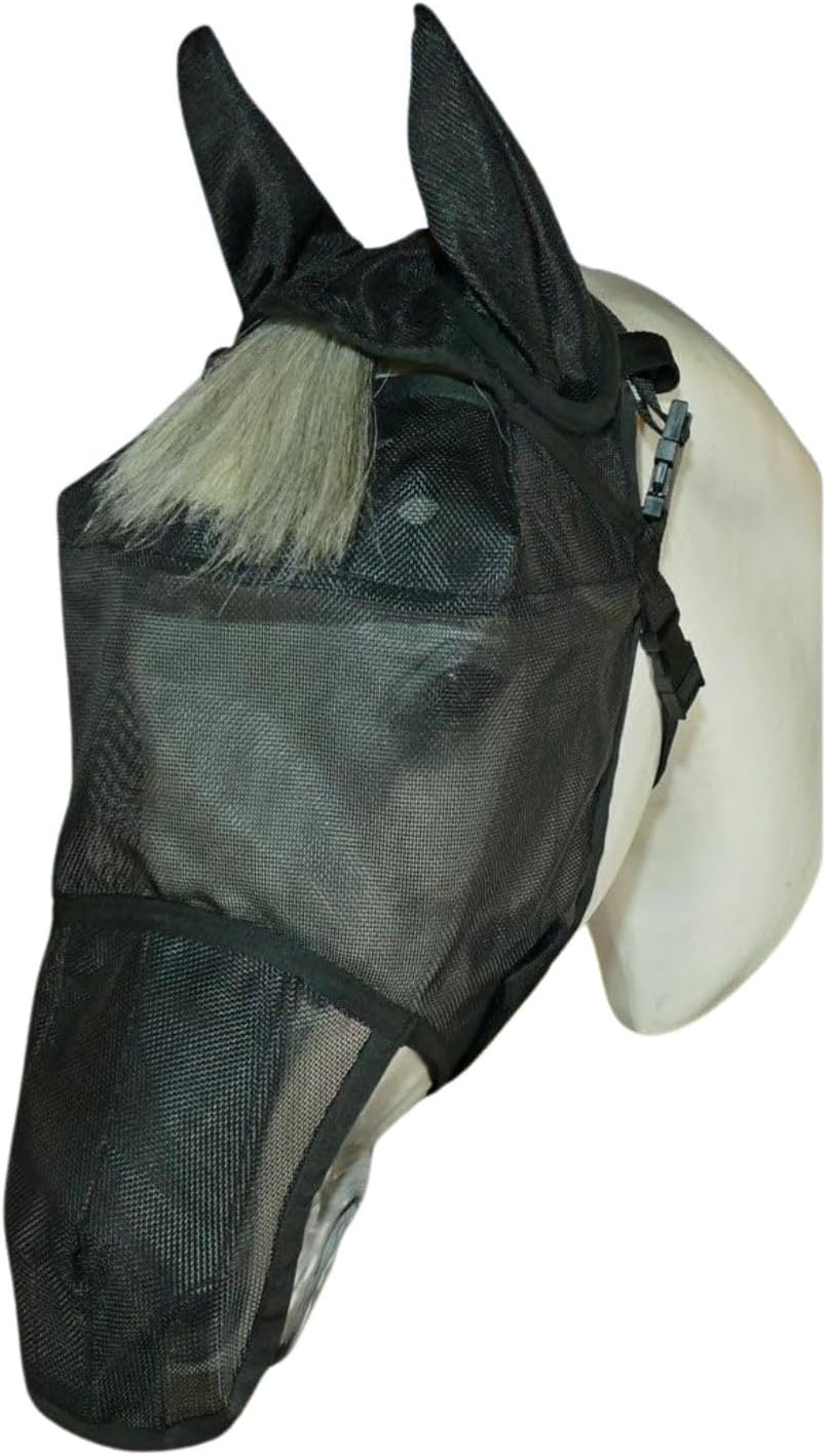 EquiVizor 95% UV Eye Protection (XL) Horse Fly Mask with Ears/Nose. Helps with Uveitis, Corneal Ulcer, Light