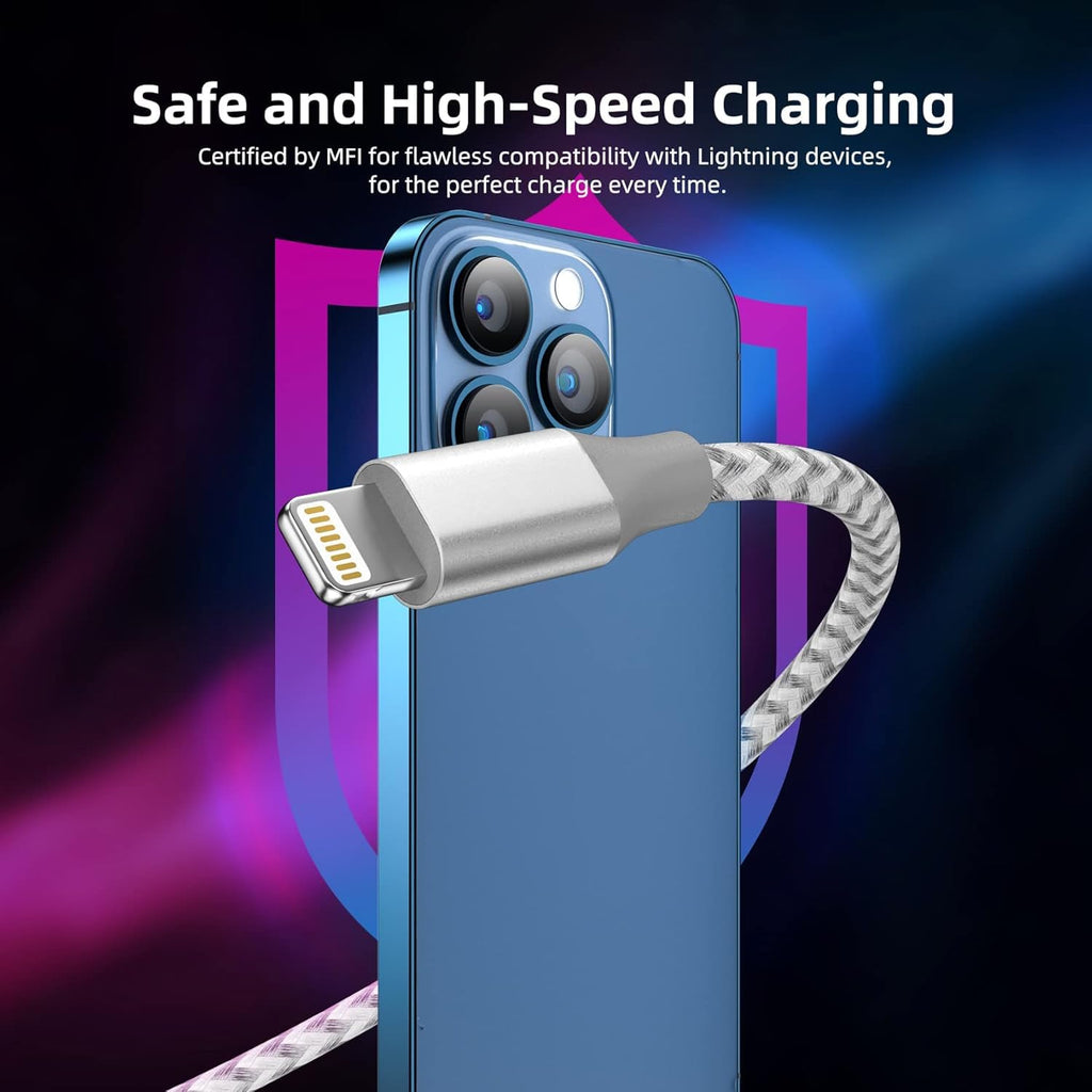 iPhone Charger 3 Pack 10ft MFi Certified Lightning Cable Fast Charging | 3 Pack 10ft MFi Certified Lightning Cable