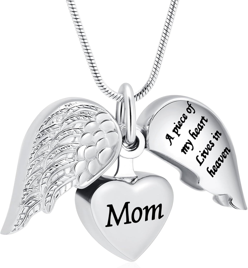 Cremation Jewelry Heart Urn Necklace for Human Ashes for Women Men A Piece of My Heart Lives in Heaven Memorial Ashes