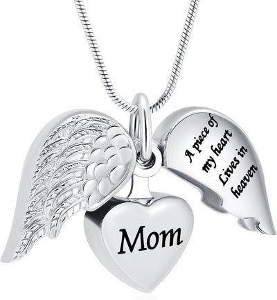 Cremation Jewelry Heart Urn Necklace for Human Ashes for Women Men A Piece of My Heart Lives in Heaven Memorial Ashes
