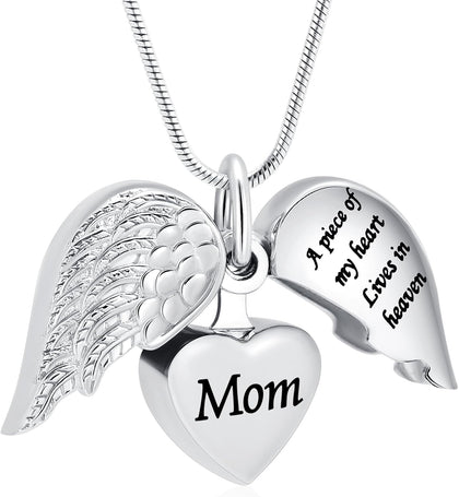 Cremation Jewelry Heart Urn Necklace for Human Ashes for Women Men A Piece of My Heart Lives in Heaven Memorial Ashes