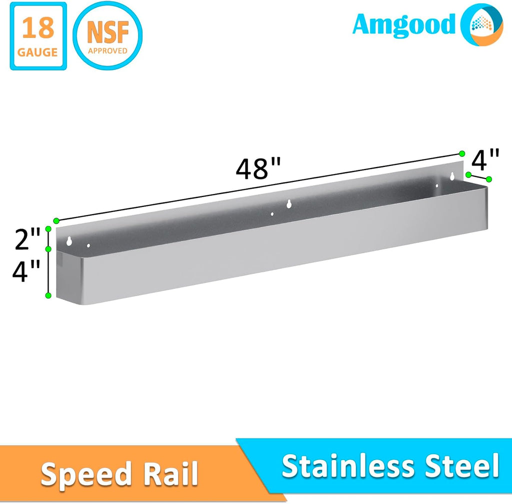48 in. Single Tier Stainless Steel Speed Rail Rack for Commercial Bars, NSF