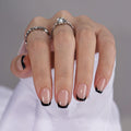 Press On Nails, French Tip Short Square Nails, 32Pcs Full Kit