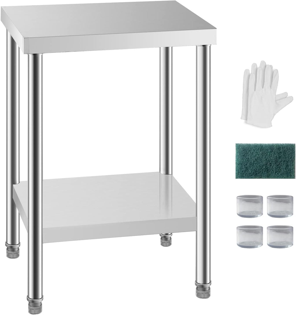 24x18 Inch NSF Stainless Steel Prep Work Table with Undershelf Metal
