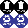 Trash and Recycle Bin Decals – Set of 4 Vinyl Stickers (2 Trash, 2 Recycle), 6-Inch Gloss Finish – Made in USA