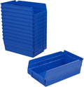Heavy Duty Plastic Shelf Bins, 12"x 6.5"x 4", Blue, 12-Pk
