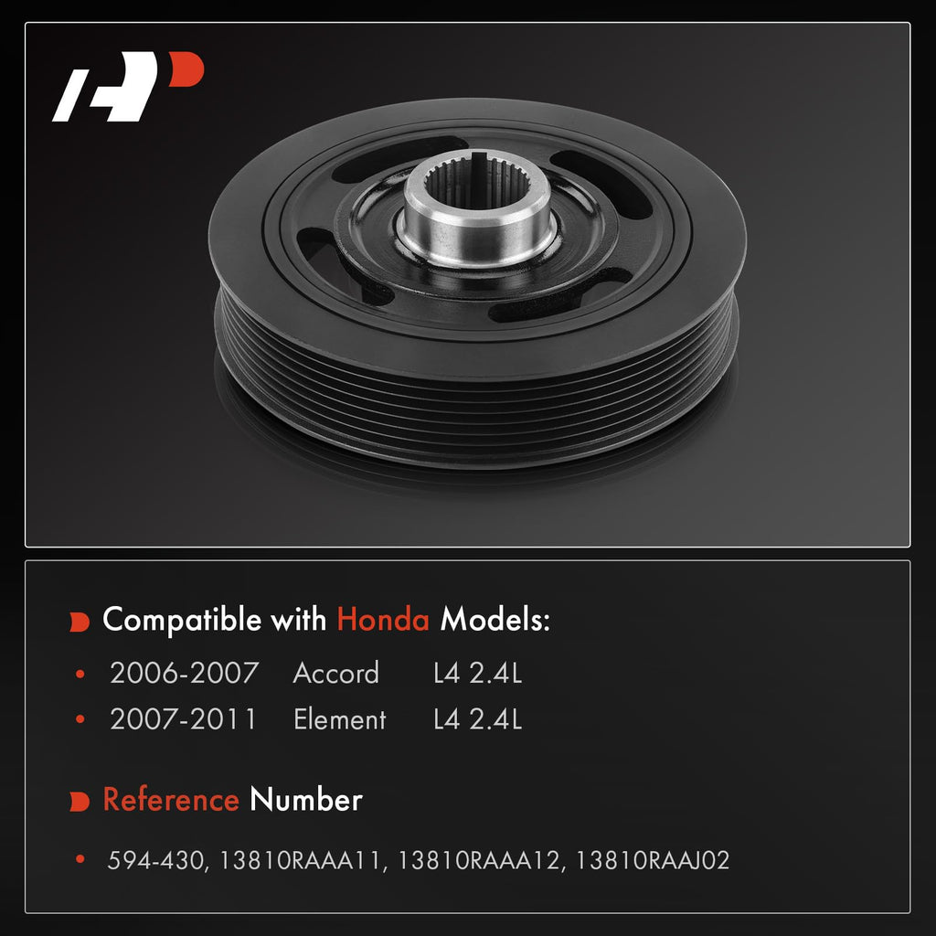 A-Premium Engine Harmonic Balancer Crankshaft Pulley Compatible with Honda