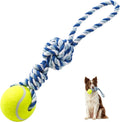 Interactive Tug of War Rope Toy for Medium & Small Dogs - Outdoor Tether Tug Toy with 1 Knot & Tennis Ball, Puppy