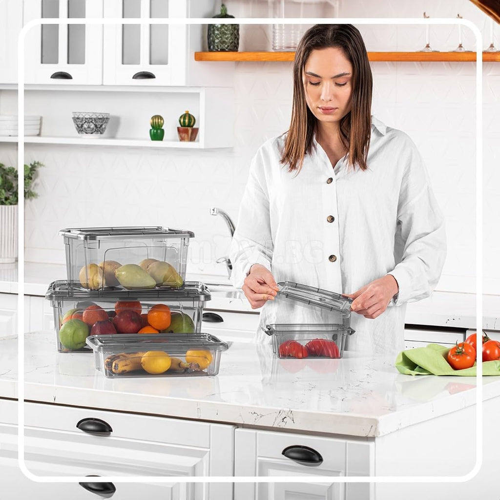 12.5 Quart Storage Bins with Lids, Plastic Storage Containers with Latching Lids For Organizing - Tinted - (15.5’ x