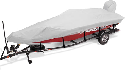 Trailerable Boat Cover 16-18ft with Outboard Motor Cover, 900D Marine Canvas Waterproof & UV-Proof Heavy Duty Boat